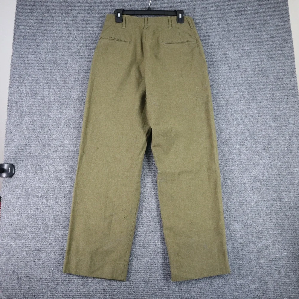 Vintage 1950s US Army Wool Field Trousers Mens 31 Olive Drab Button Fly Military
